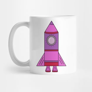 Cute Pink Rocket Ship Pattern Mug